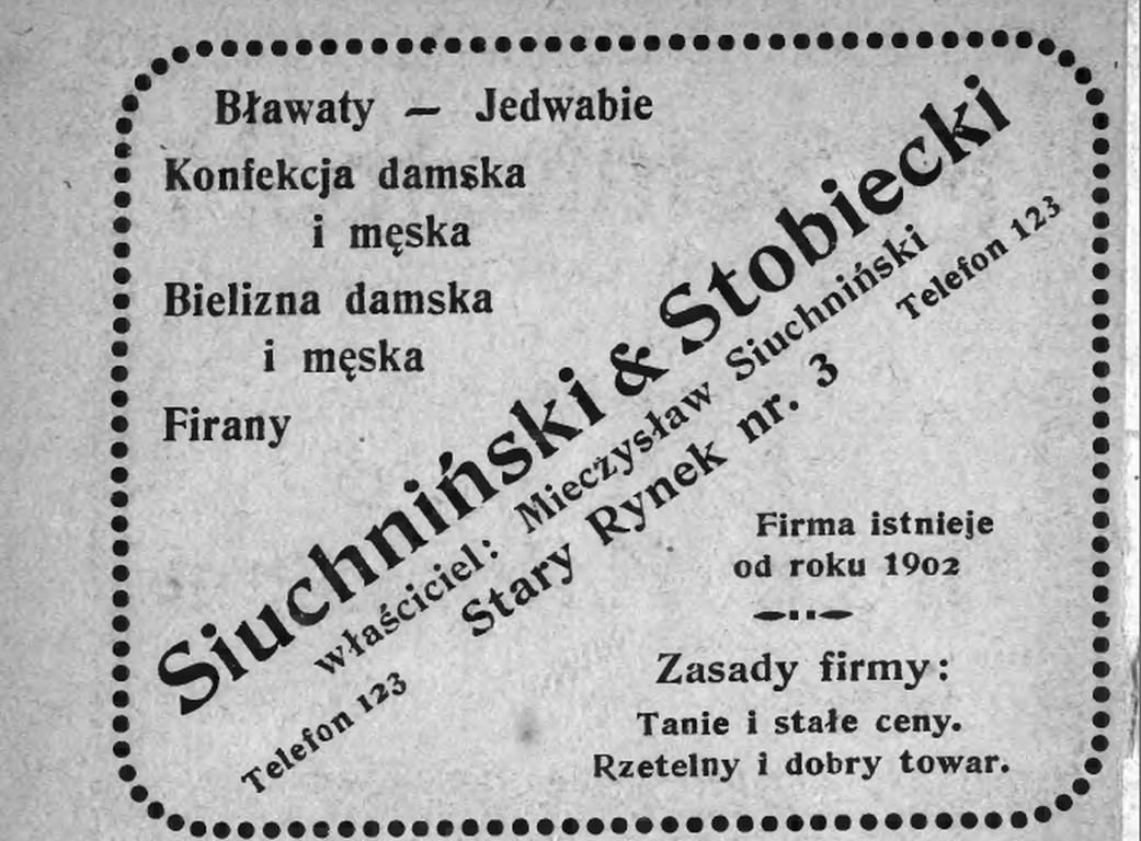 Ogłoszenie reklamowe zamieszczone w „Przewodniku po Bydgoszczy” z 1920 r. 